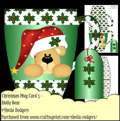 Christmas Mug Card 5 - Holly Bear