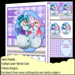Scallop Layer Sketch Card - Snow Family