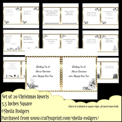 20 Christmas Inserts 5.5 Inches Square