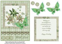Green Flowers and Butterfly