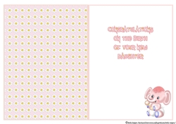 PINK ELEPHANT WELCOME BABY INSERT