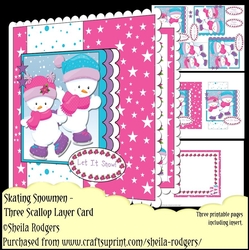 Three Scallop Layers - Skating Snowmen