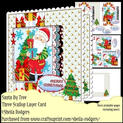 Three Scallop Layers - Santa By Tree