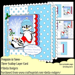 Three Scallop Layers - Penguins In Snow