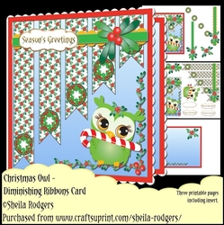Diminishing Ribbon Card - Christmas Owl