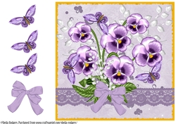 Purple Pansies and Butterflies
