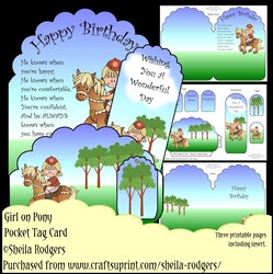 Pocket Tag Card - Girl on Pony