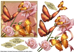 Butterflies on Edwardian Roses