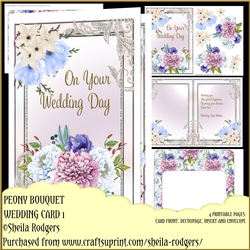 Peony Bouquet Wedding Card 1