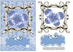 Blue Butterfly on Brocade