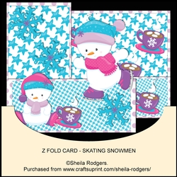 Z FOLD CARD - SKATING SNOWMEN