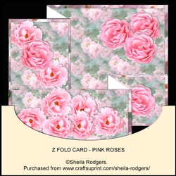 Z FOLD CARD - PINK ROSES