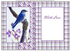 Blue Bird with Purple Flowers