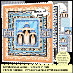 8X8 Christmas Layers - Penguins in Hats