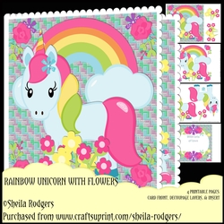 RAINBOW UNICORN WITH FLOWERS