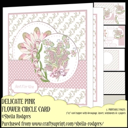 DELICATE PINK FLOWER CIRCLE CARD