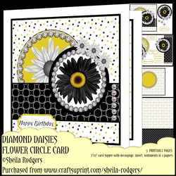 DIAMOND DAISIES FLOWER CIRCLE CARD