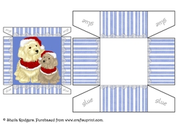 CHRISTMAS GIFT BOX WITH DOGS IN HATS