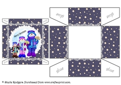 CHRISTMAS GIFT BOX WITH SNOWMEN GROUP