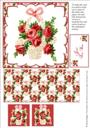 Exploding Card - Vintage Rose Flower Basket