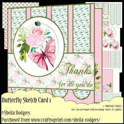 Butterfly Floral Sketch Card 1