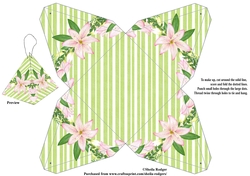 Folded Triangle Box - Lily on Green Stripe