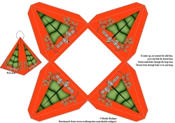 Folded Triangle Box - Christmas Tree With Holly