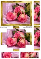 Panelled Three Pink Tinged Roses