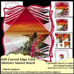 8 x 8 Curved Edge Card Abstract Sunset Beach
