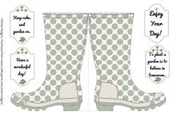 WELLIES - GREEN DOTS