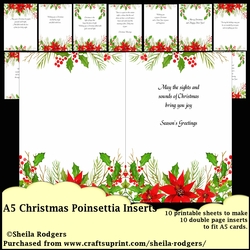A5 CHRISTMAS POINSETTIA INSERTS