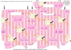 Gusset Sided Gift Bag - Pink Stork 1