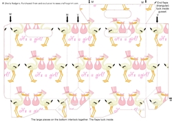 Gusset Sided Gift Bag - Pink Stork 2