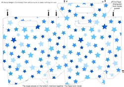 Gusset Sided Gift Bag - Stars Blue