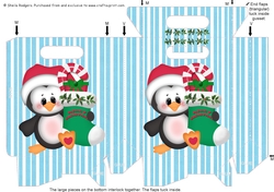 Gusset Sided Gift Bag - Penguin With Stocking