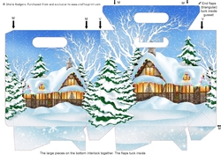 Gusset Sided Gift Bag - Christmas Cottages