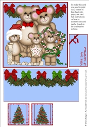 Exploding Card - Christmas Teddy Family