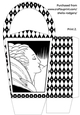 LARGE ROUND TOP GIFT BAG - ART DECO LADY IN COAT