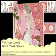 Vintage Lady With Pink Roses