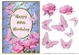 Pink Rose Corner with Butterflies - 90th Birthday
