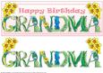 Large Dl Card Floral Text - Grandma