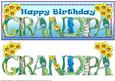 Large Dl Card Floral Text - Grandpa