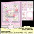 Squares Sketch Card - Christmas Bunnies Girls