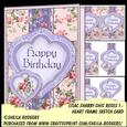 Heart Frame Sketch - Lilac Shabby Chic Roses 1