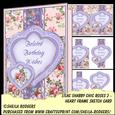 Heart Frame Sketch - Lilac Shabby Chic Roses 2