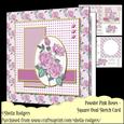 Square Oval Sketch Card - Powder Pink Roses