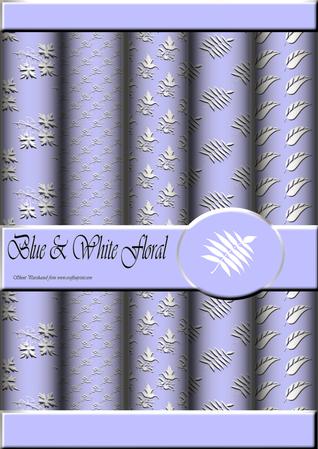 Blue & White Floral Embossed