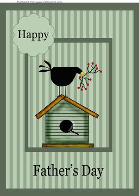 Blackbird & Birdhouse Striped Father's Day Quick Card