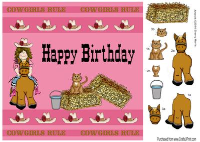 Cowgirls Rule 8x8 Birthday Topper