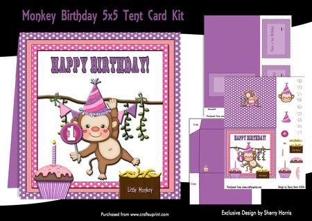Monkey Birthday Tent Card Kit